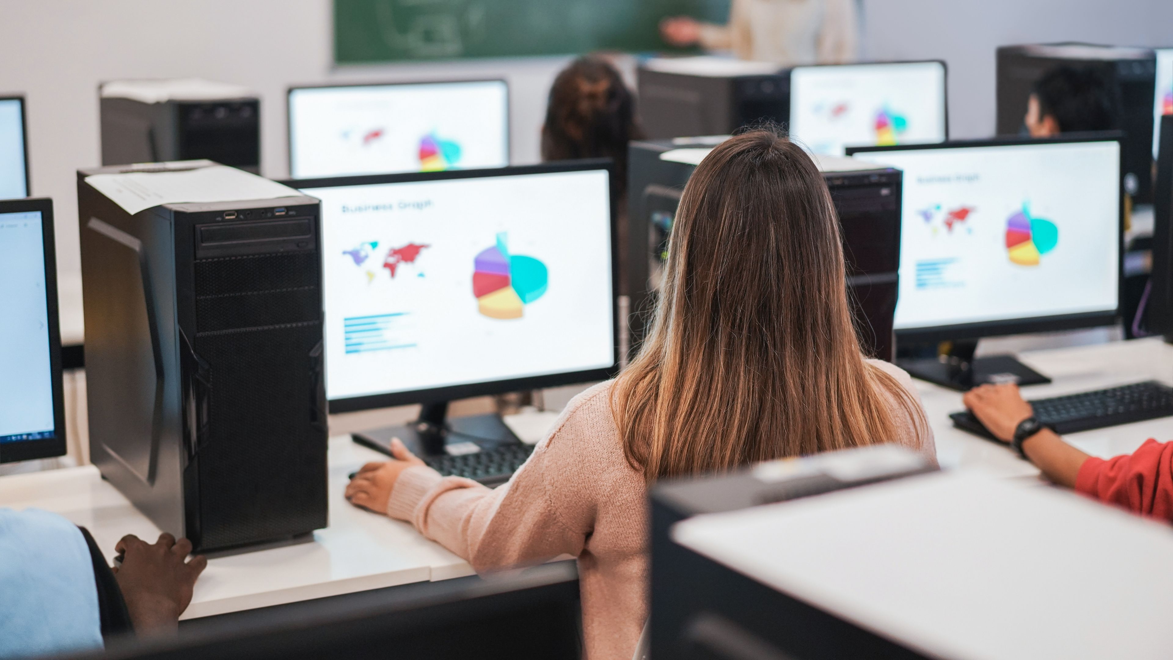 Students in computer class